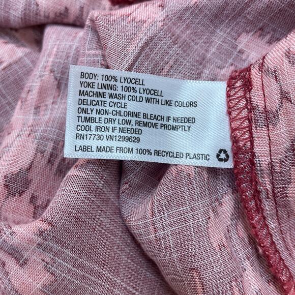 Knox Rose Women's Long Sleeve Button-Up Shirt S Red & Pink Abstract Pattern - Picture 5 of 6